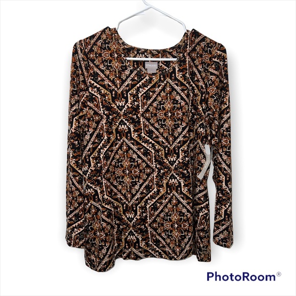 Chicos 1 Women’s Block Print Layering Tee Long Sleeve - Picture 3 of 7
